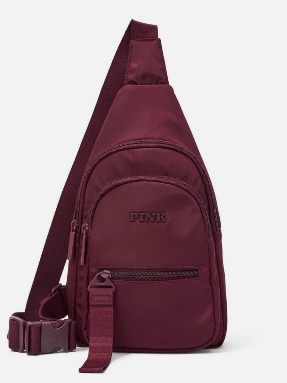 Victoria's Secret PINK Nylon Sling Backpack Bag in Burgundy NWT